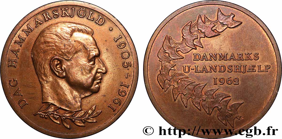 DANEMARK - ROYAUME DU DANEMARK - Frédéric IX Médaille, Dag Hammarskjold AU