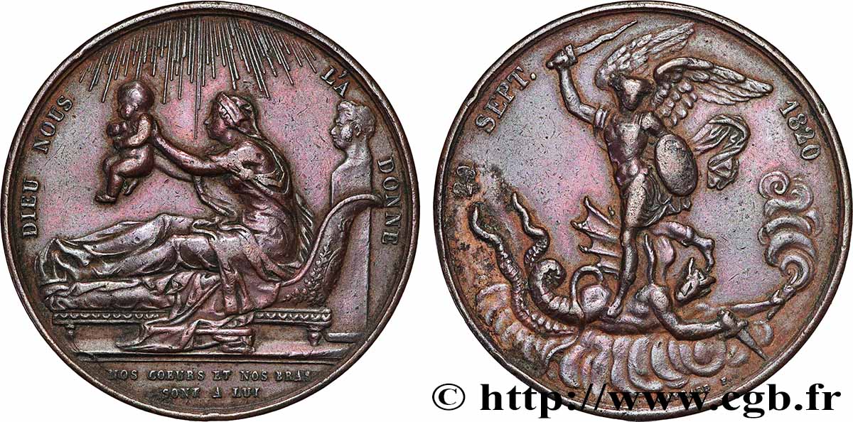 HENRI V COMTE DE CHAMBORD Médaille, Naissance de Henri, duc de Bordeaux, futur comte de Chambord SS