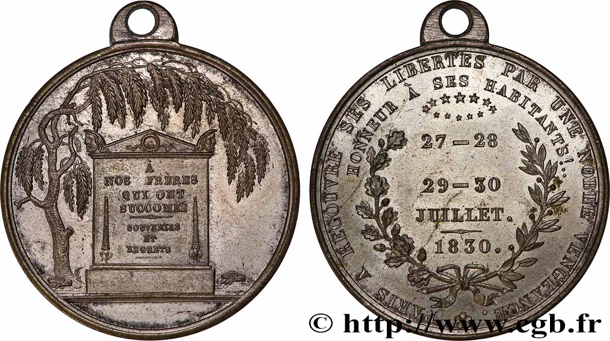 LOUIS-PHILIPPE - LES TROIS GLORIEUSES Médaille, Honneur aux parisiens SS