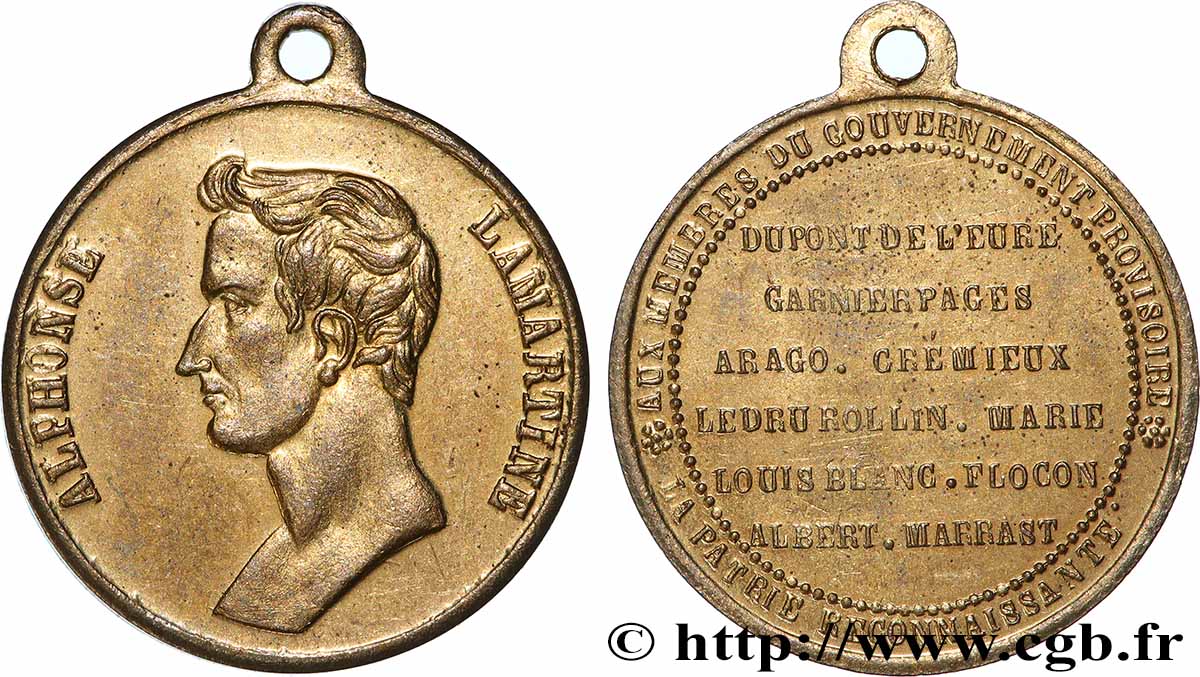 DEUXIÈME RÉPUBLIQUE Médaille, Alphonse Lamartine SS
