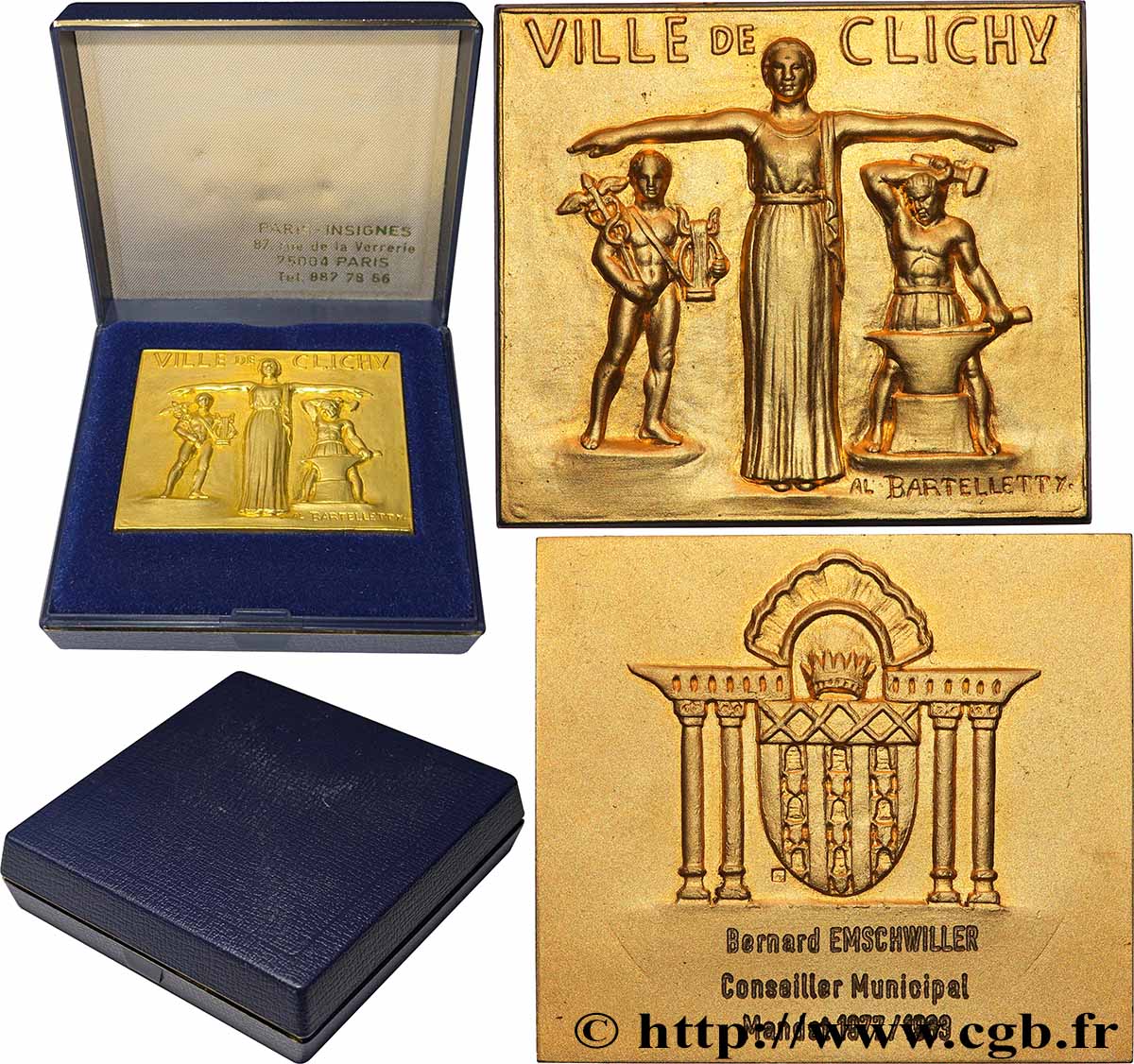 QUINTA REPUBBLICA FRANCESE Plaquette, Conseiller municipal de la ville de Clichy q.SPL