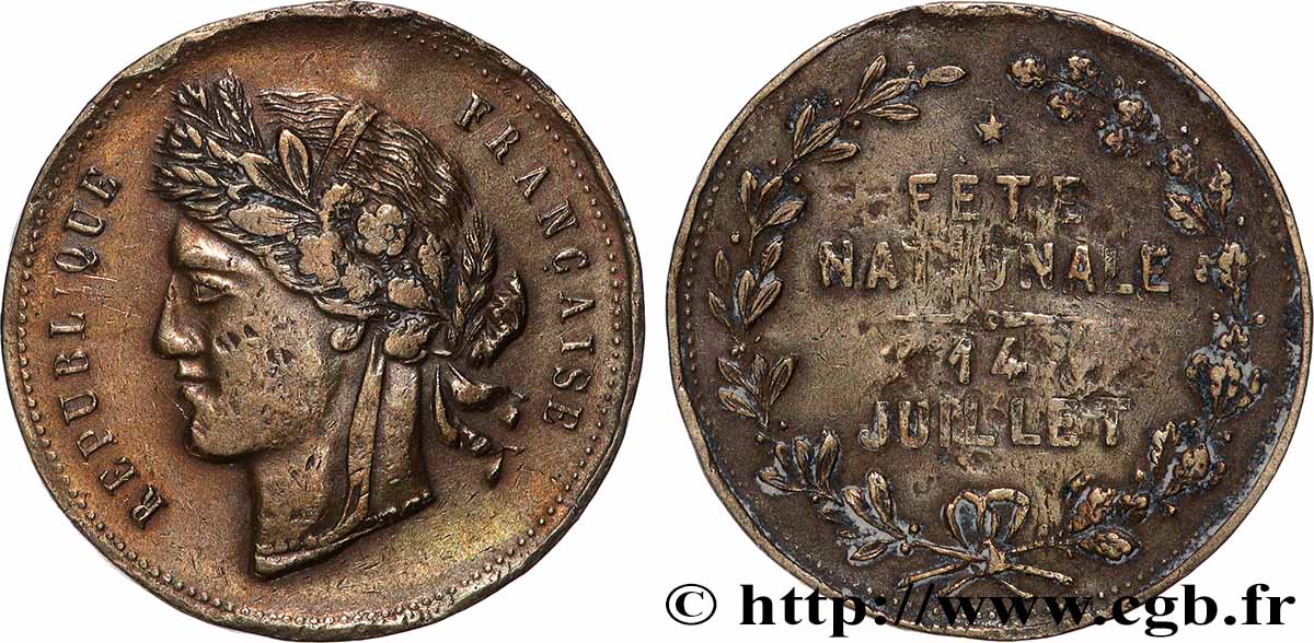 TERZA REPUBBLICA FRANCESE Médaille, Souvenir de la fête nationale BB