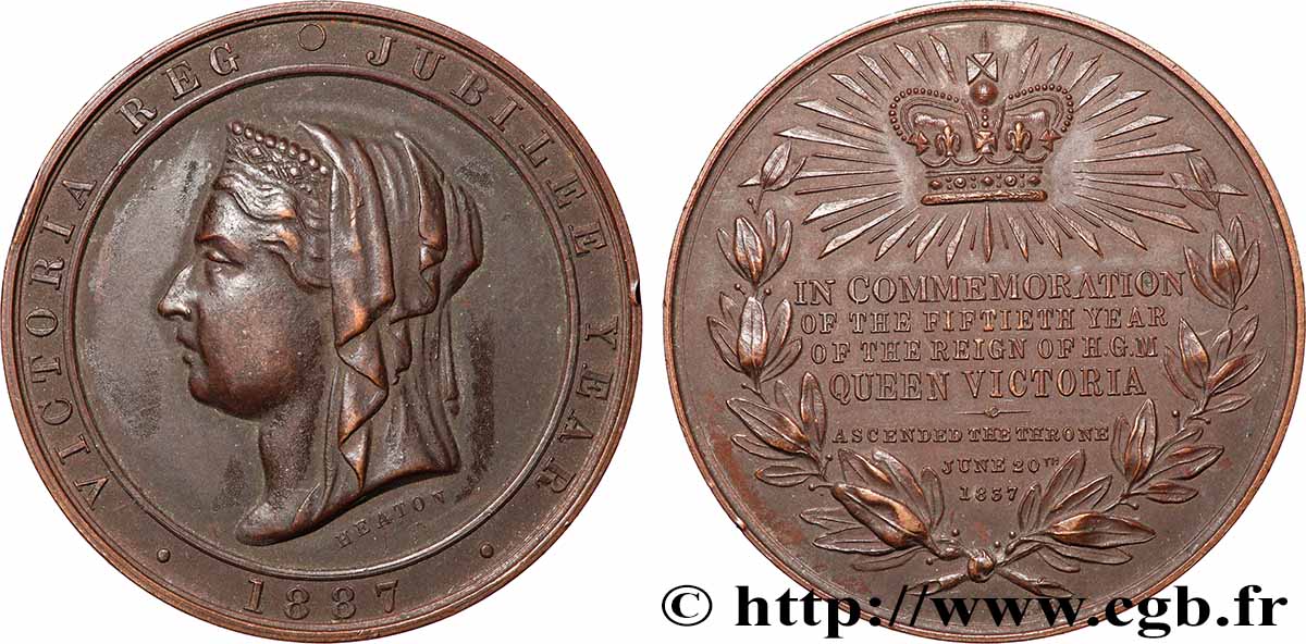 GREAT-BRITAIN - VICTORIA Médaille, Commémoration de la 50e année de règne de la reine Victoria XF
