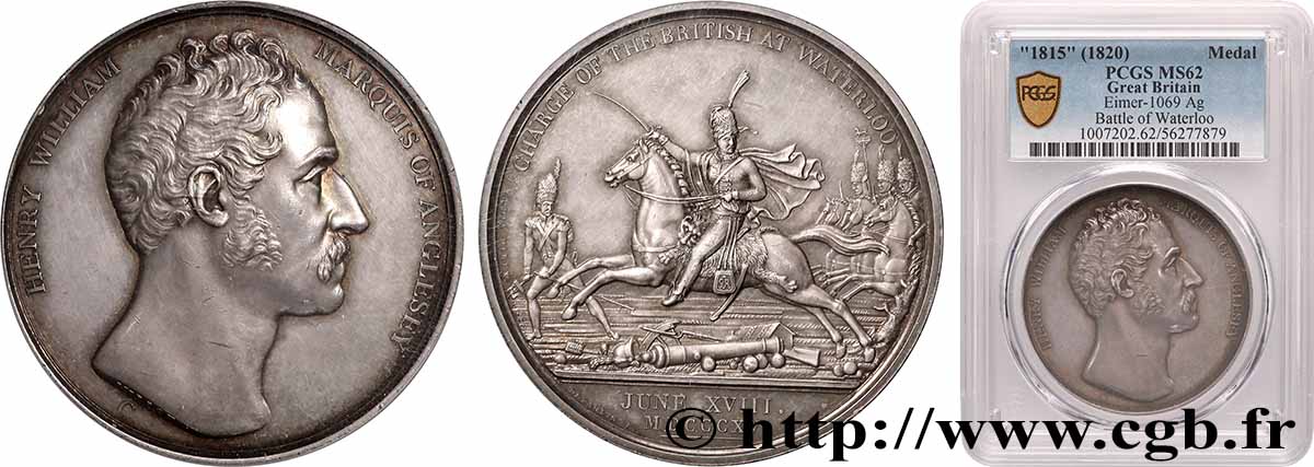 GRANDE-BRETAGNE - GEORGES III Médaille, Bataille de Waterloo, Marquis d’Anglesey SUP62