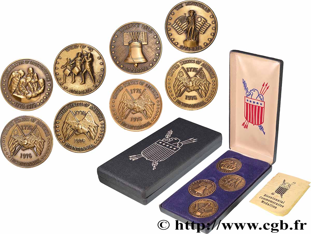 UNITED STATES OF AMERICA Coffret de 4 médailles, Bicentennial Commemorative Medallion AU