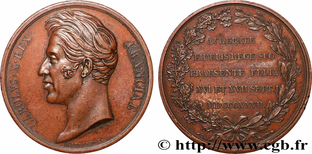CHARLES X Médaille, Séjour du roi à Arras TTB+
