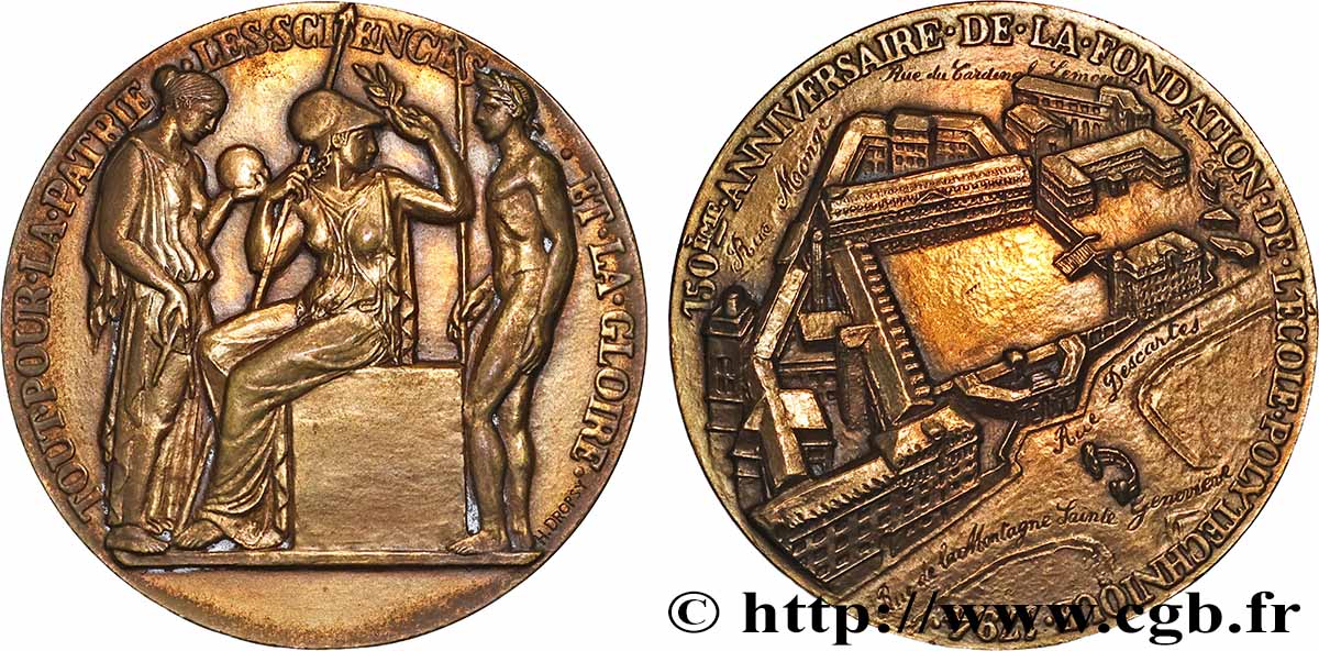 QUATRIÈME RÉPUBLIQUE Médaille, 150e anniversaire de la fondation de l’école polytechnique TTB+