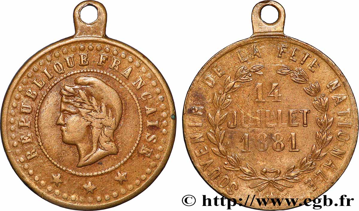 III REPUBLIC Médaille, Souvenir de la fête nationale AU