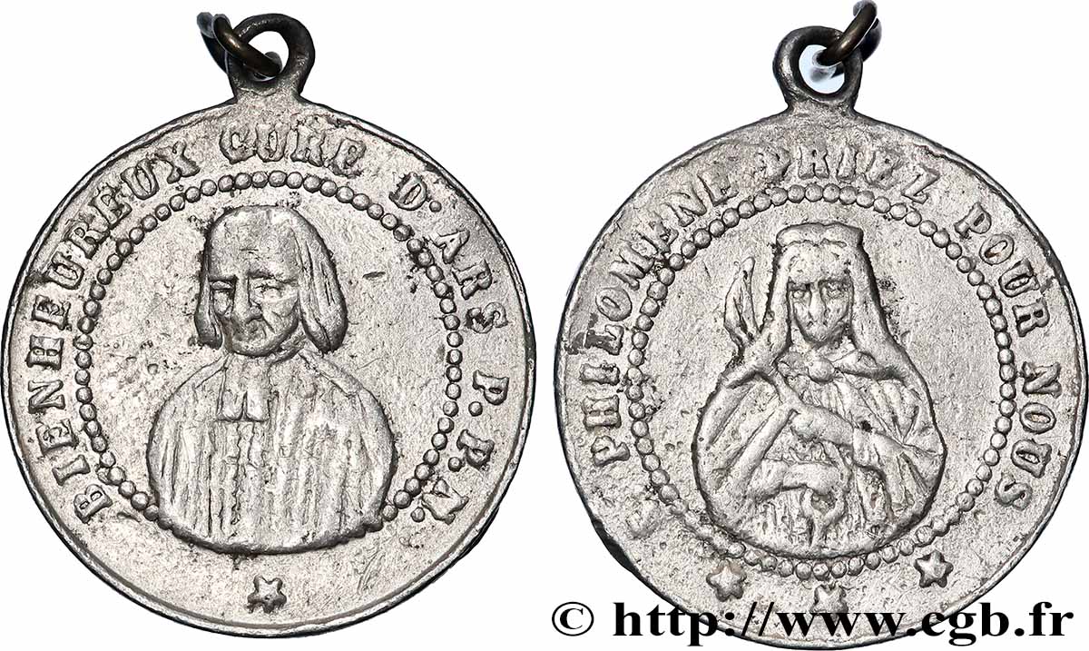 MÉDAILLES RELIGIEUSES Médaille, Jean-Marie Vianney et Sainte Philomène TTB+