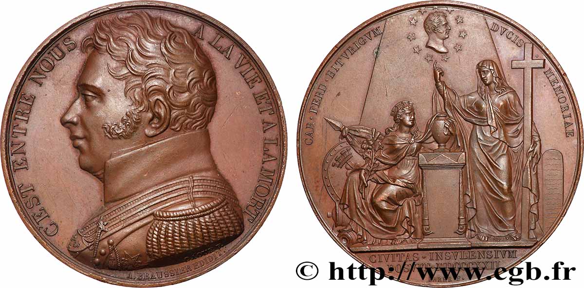 LOUIS XVIII Médaille pour le monument à la mémoire du duc de Berry SUP