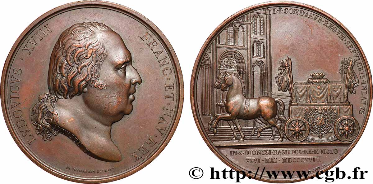 LOUIS XVIII Médaille, Pompe funèbre du prince de Condé AU/AU
