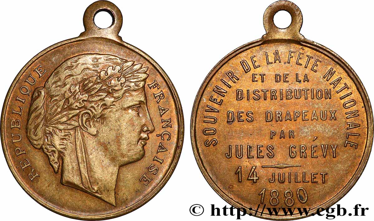 DRITTE FRANZOSISCHE REPUBLIK Médaille, Souvenir de la fête nationale et de la distribution des drapeaux fVZ