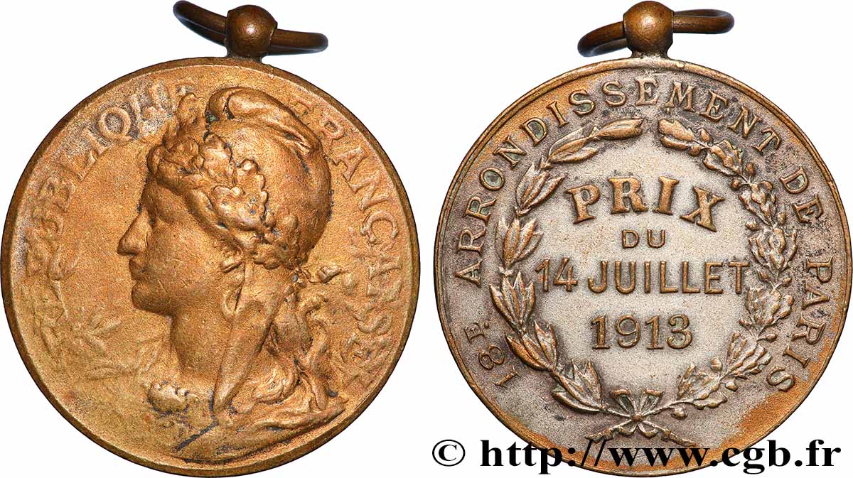 DRITTE FRANZOSISCHE REPUBLIK Médaille, Prix du 14 juillet SS