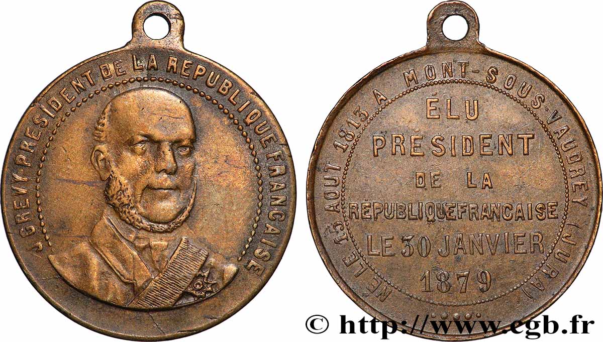 TROISIÈME RÉPUBLIQUE Médaille, Jules Grévy AU