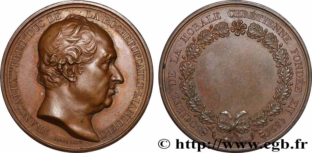 CHARLES X Médaille, Société de la morale chrétienne AU