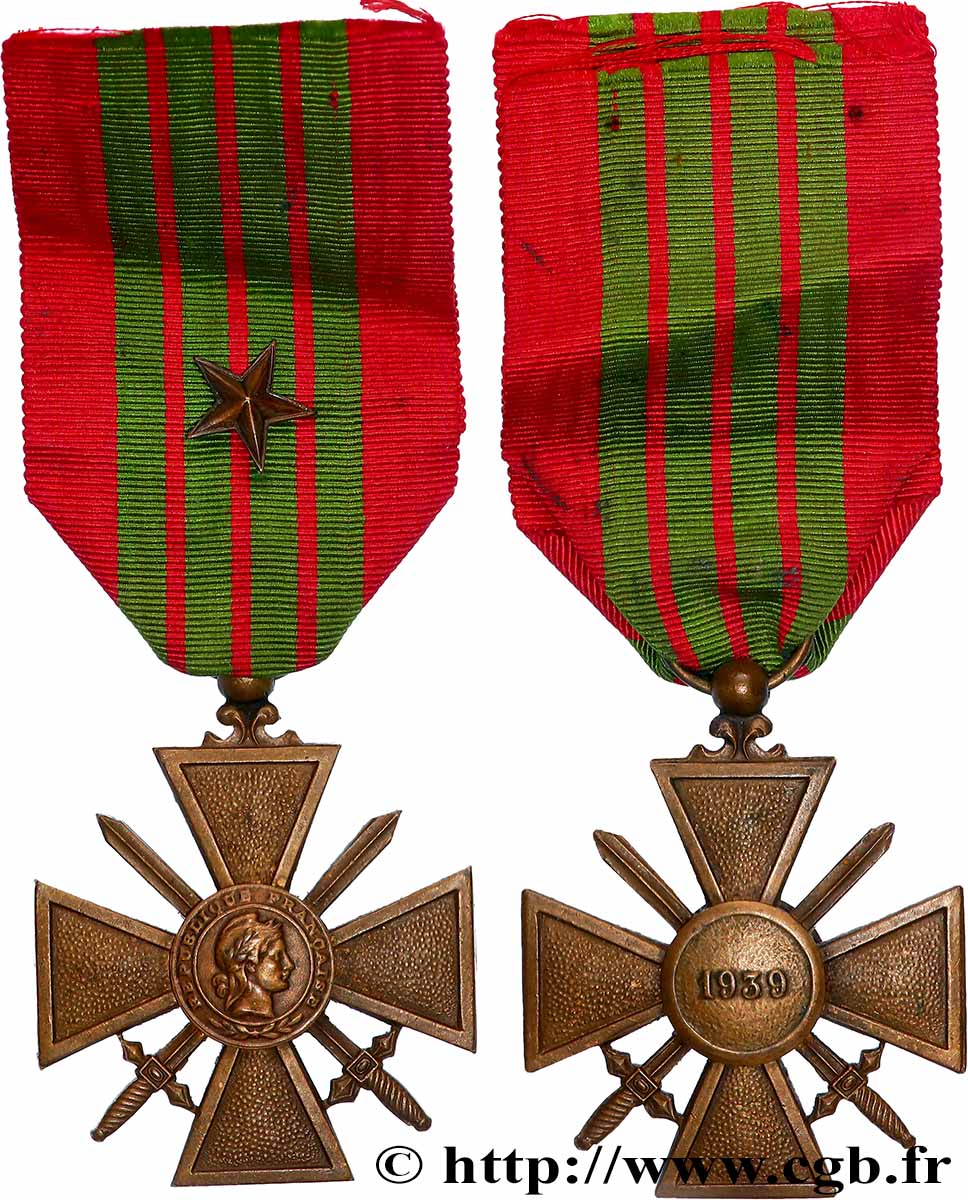 ETAT FRANÇAIS Croix de guerre, 1939 SS