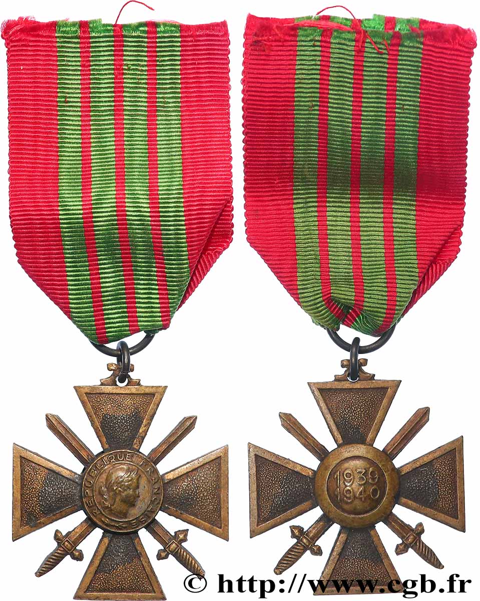 ETAT FRANÇAIS Croix de guerre, 1939-1940 AU