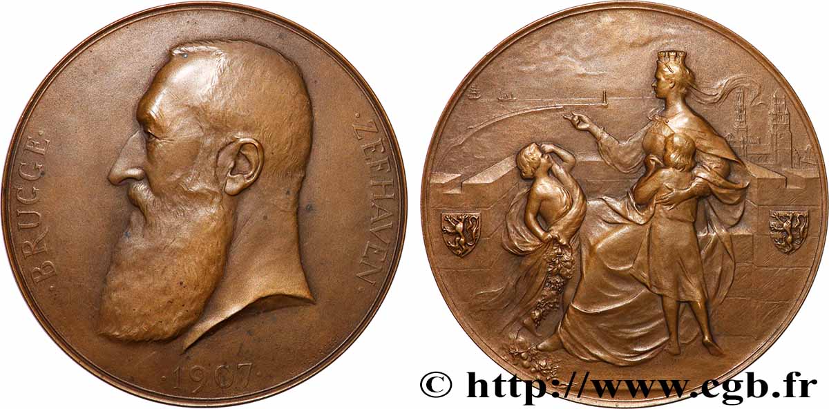 BELGIQUE - ROYAUME DE BELGIQUE - LÉOPOLD II Médaille, Commémoration de l installation du canal de Bruges MBC+/EBC