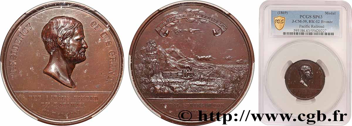 ÉTATS-UNIS D AMÉRIQUE Médaille, Série de l’U. S. Mint, Président Grant, l’union par le train SPL63