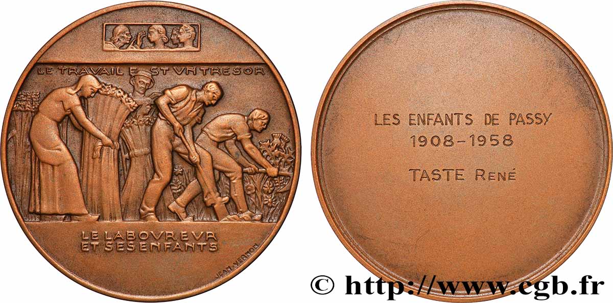 LITERATURE : WRITERS - POETS Médaille, Le laboureur et ses enfants, Enseignement agricole EBC