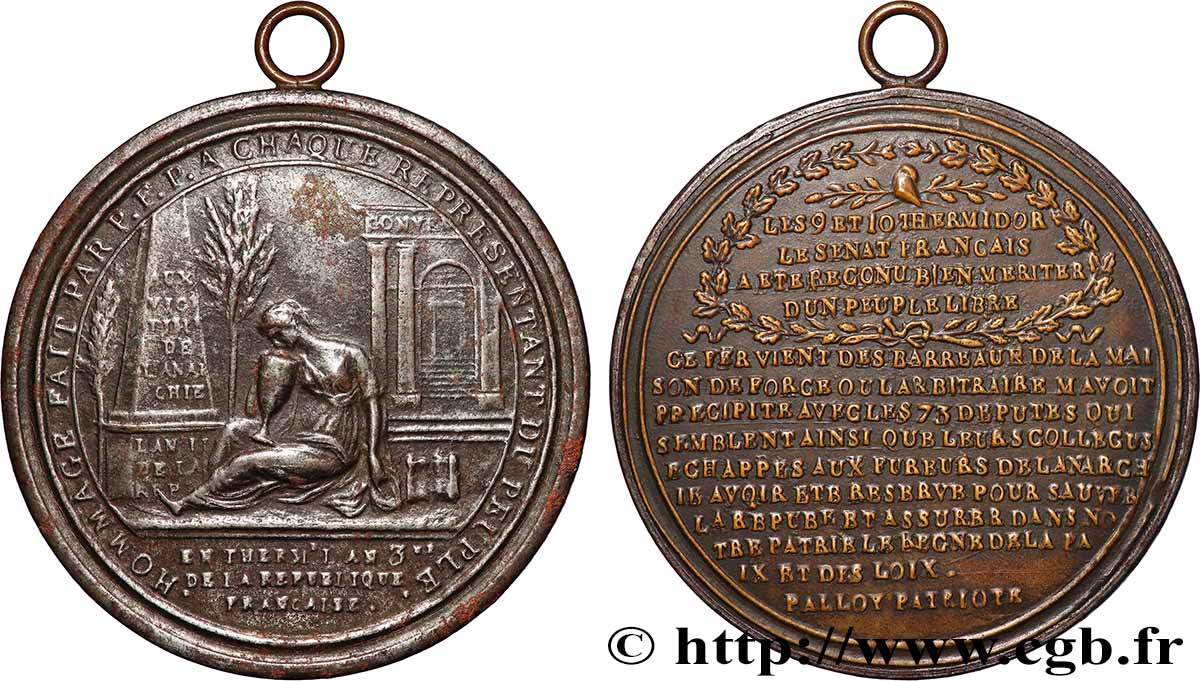 CONVENZIONE NAZIONALE Médaille de Palloy, Hommage à chaque représentant du Peuple q.SPL