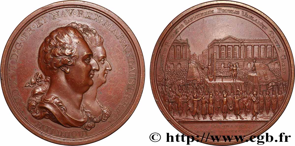 CONSTITUTION - ASSEMBLÉE NATIONALE Médaille, Exécution de Louis XVI TTB+
