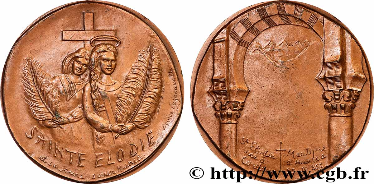 V REPUBLIC Médaille, Sainte Elodie et sa soeur Nunilo AU