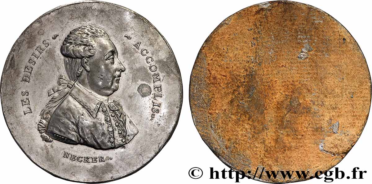 LOUIS XVI Médaille, Les désirs accomplis, Necker TTB+