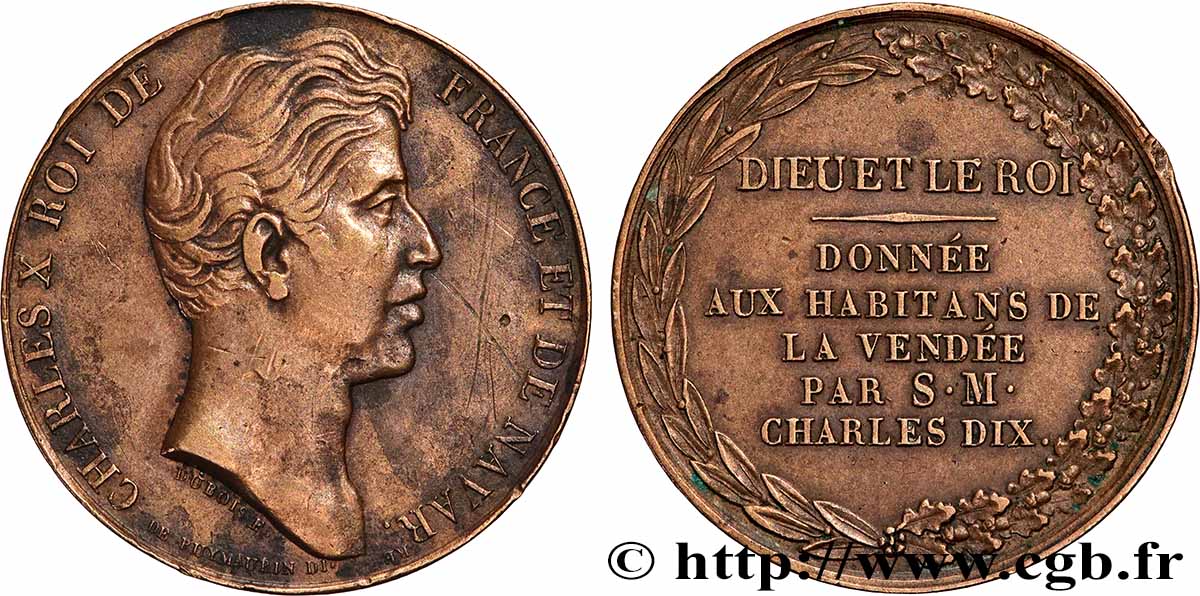 CHARLES X Médaille offerte aux vendéens AU