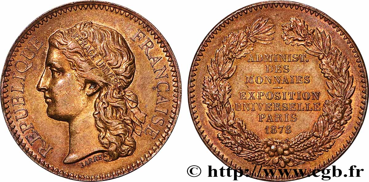 III REPUBLIC Médaille, Exposition universelle de Paris XF