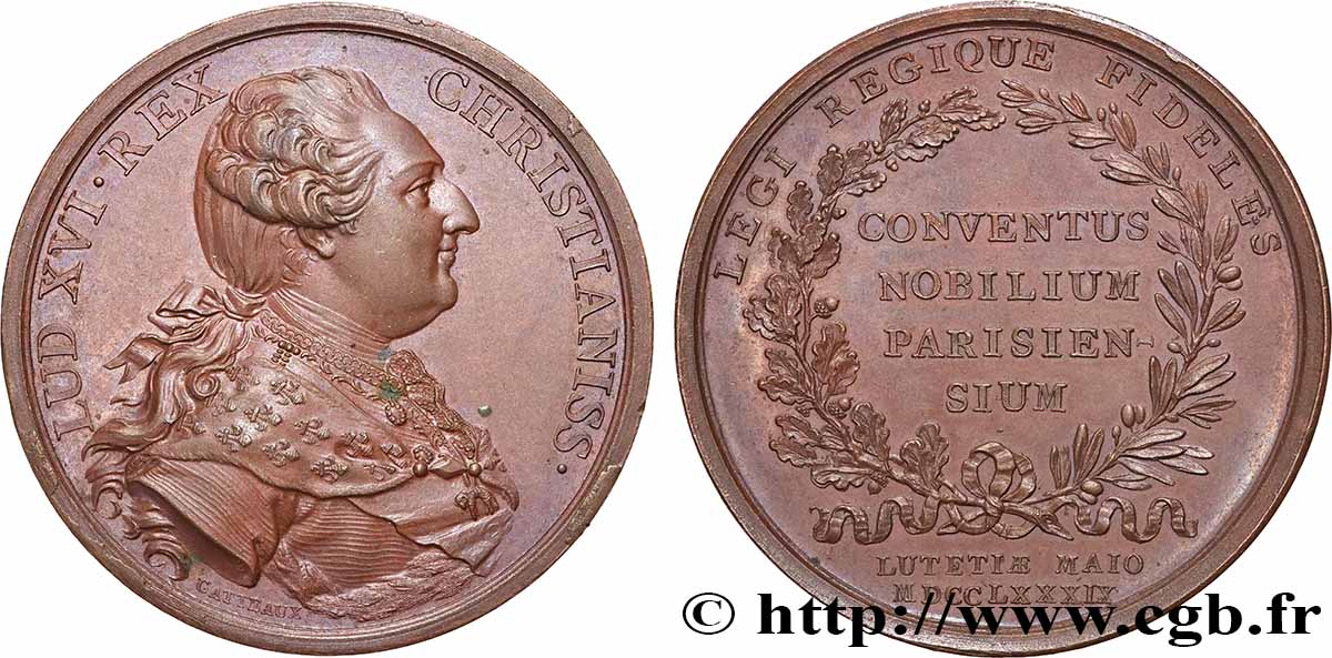 LOUIS XVI Médaille, États Généraux de la noblesse parisienne SUP