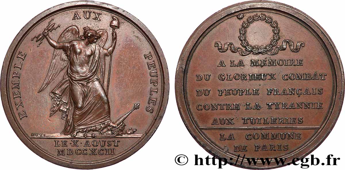 CONSTITUTION - ASSEMBLÉE NATIONALE Médaille en mémoire du combat des Tuileries du 10 août TTB+