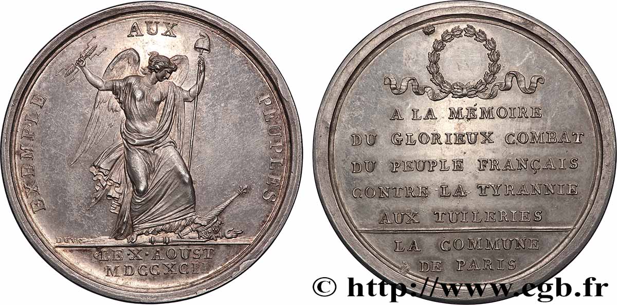 CONSTITUTION - ASSEMBLÉE NATIONALE Médaille en mémoire du combat des Tuileries du 10 août TTB+/SUP