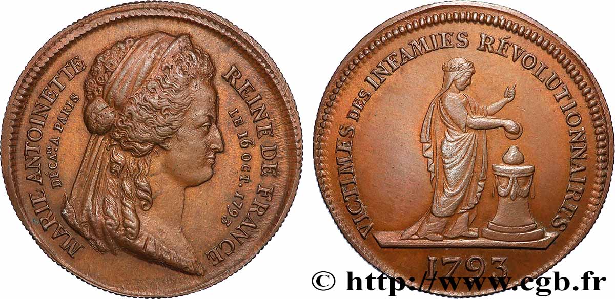 LA CONVENTION Médaille pour la mort de Marie-Antoinette SUP/TTB+