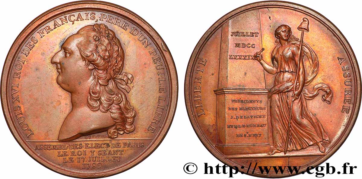 LOUIS XVI Médaille, Assemblée des électeurs de Paris SUP