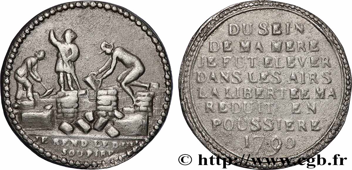 CONSTITUTION - ASSEMBLÉE NATIONALE Médaille, Démolition de la forteresse de la Bastille TTB