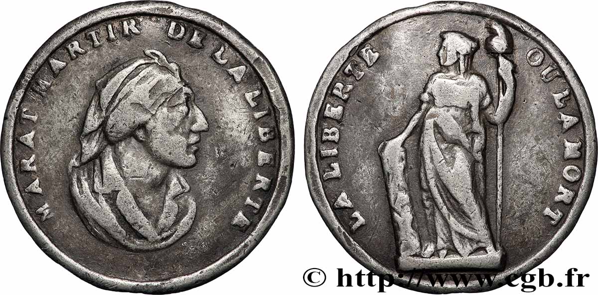 LA CONVENTION Médaille, Marat, martyr de la liberté TB+