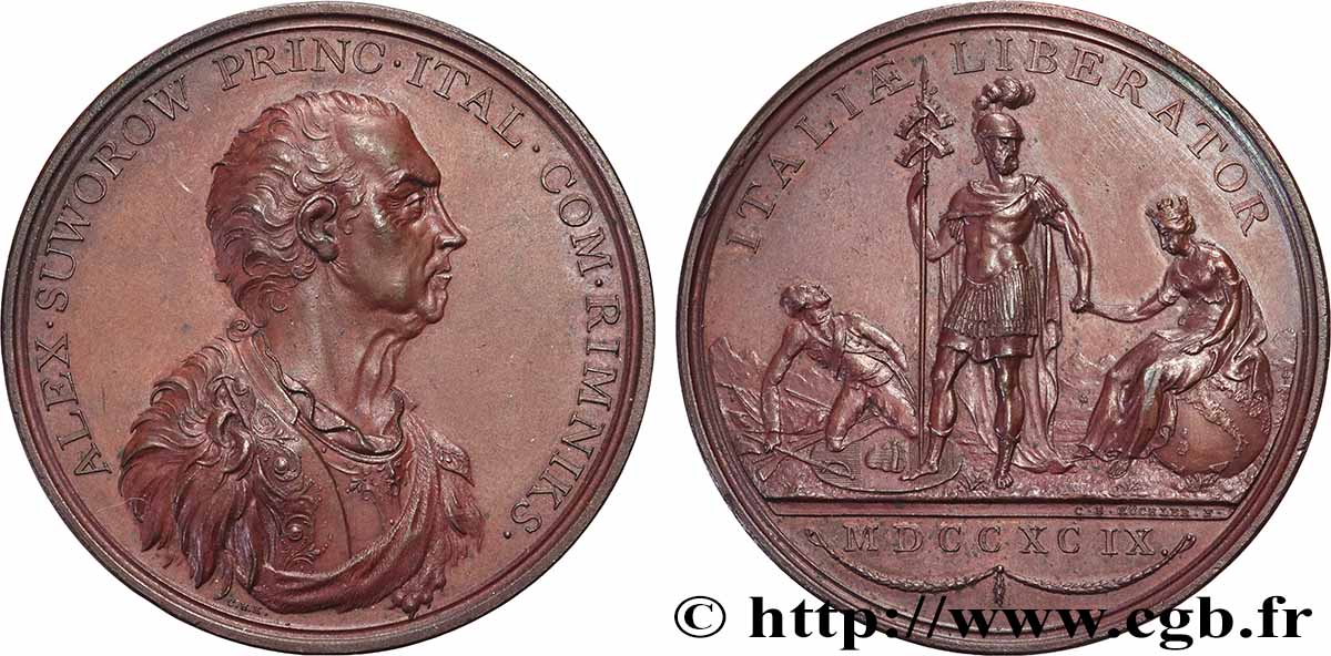 RUSSIE - PAUL Ier Médaille, Comte Alexander Wassiljewitsch Suworow, Victoire contre les français en Italie avec les troupes russes SUP