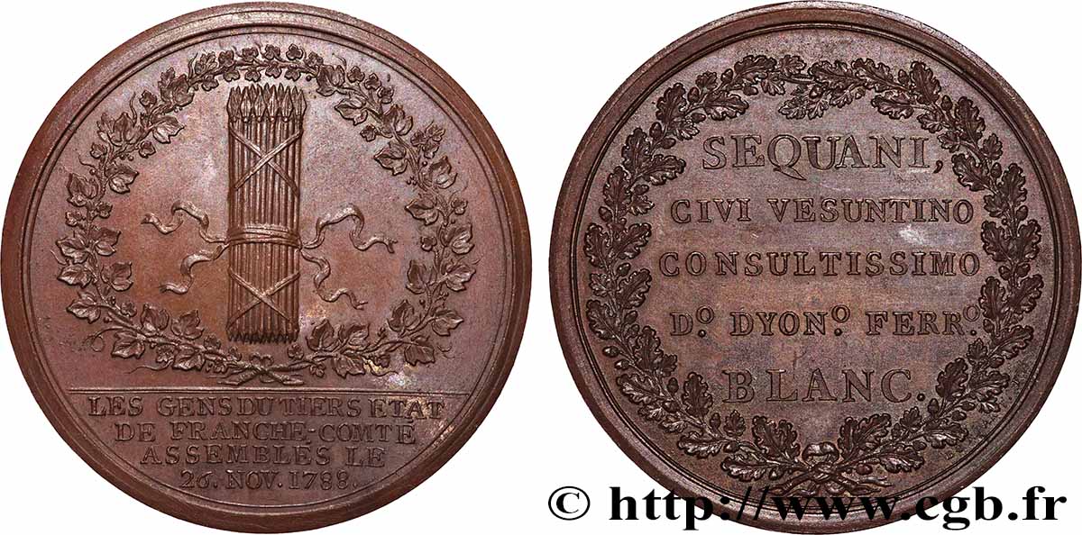 LOUIS XVI Médaille, Assemblée du Tiers État de Franche-Comté VZ