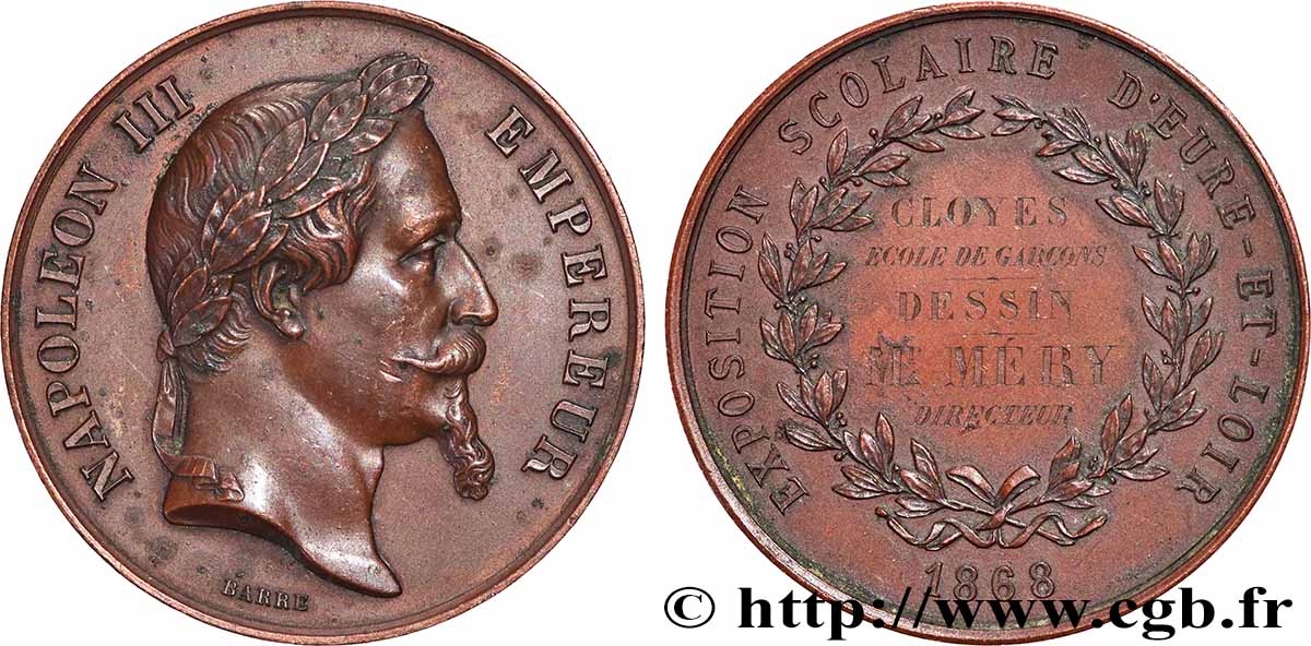 SECONDO IMPERO FRANCESE Médaille, Exposition scolaire q.SPL