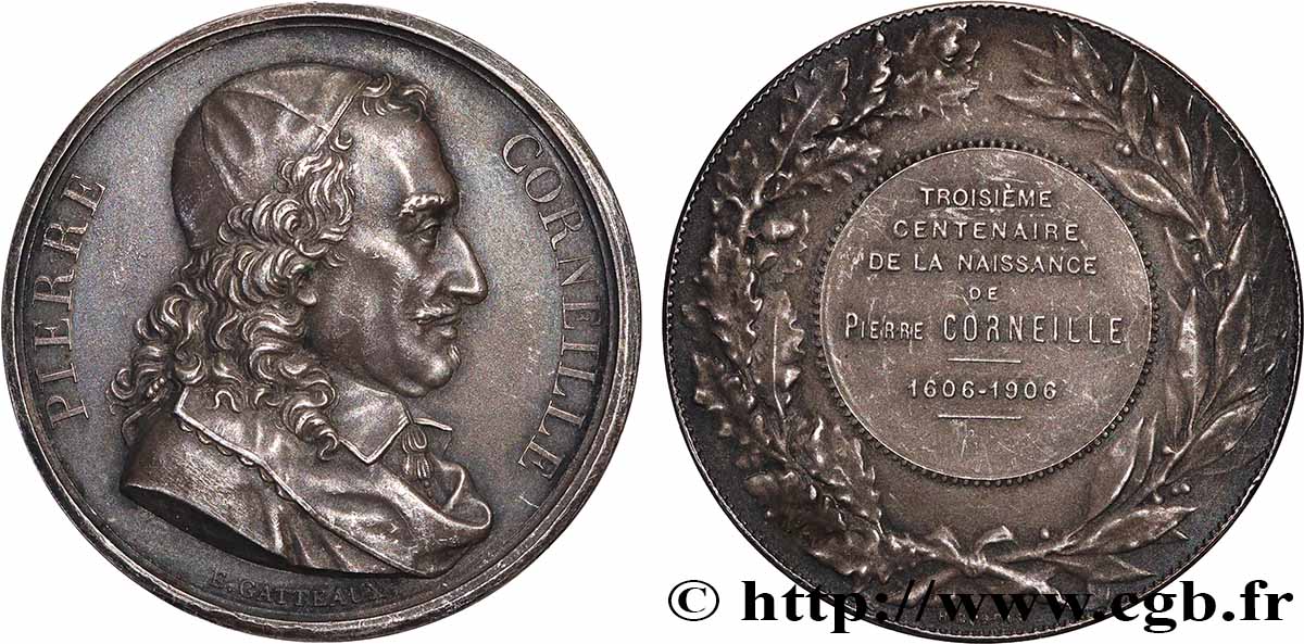III REPUBLIC Médaille, Tricentenaire de la naissance de Pierre Corneille AU