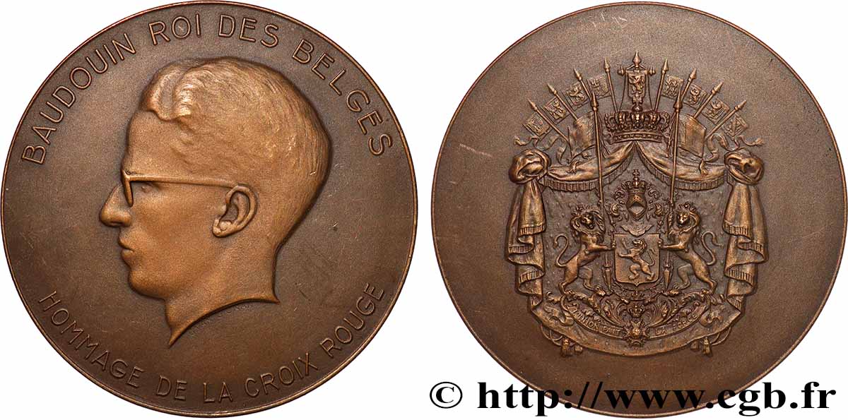 BELGIQUE - ROYAUME DE BELGIQUE - BAUDOUIN Ier Médaille, Hommage de la Croix Rouge, n°576 SUP