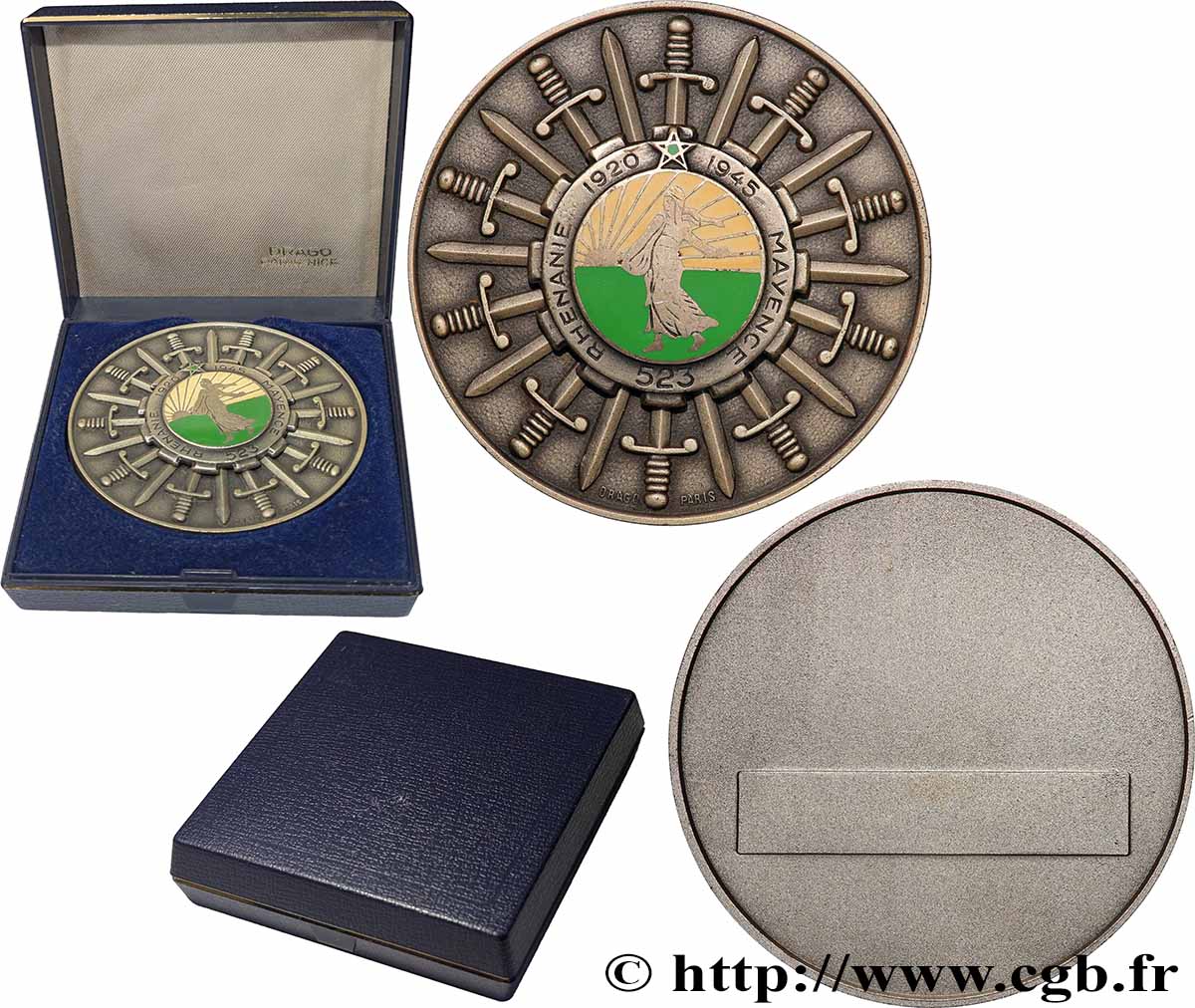 PROVISORY GOVERNEMENT OF THE FRENCH REPUBLIC Médaille, Rhénanie-Mayence, Régiment 523 q.SPL