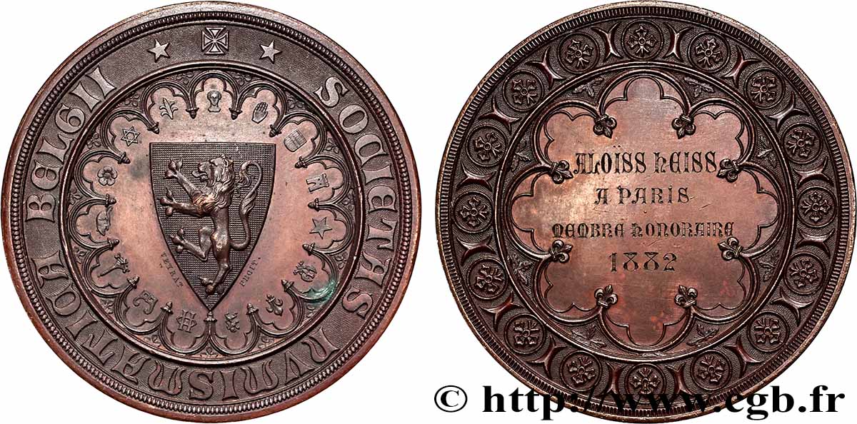BELGIUM - KINGDOM OF BELGIUM - LEOPOLD II Médaille, Société royale de numismatique de Belgique AU
