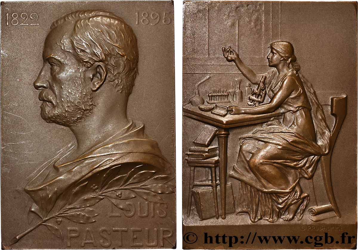 V REPUBLIC Plaquette, Louis Pasteur, refrappe AU