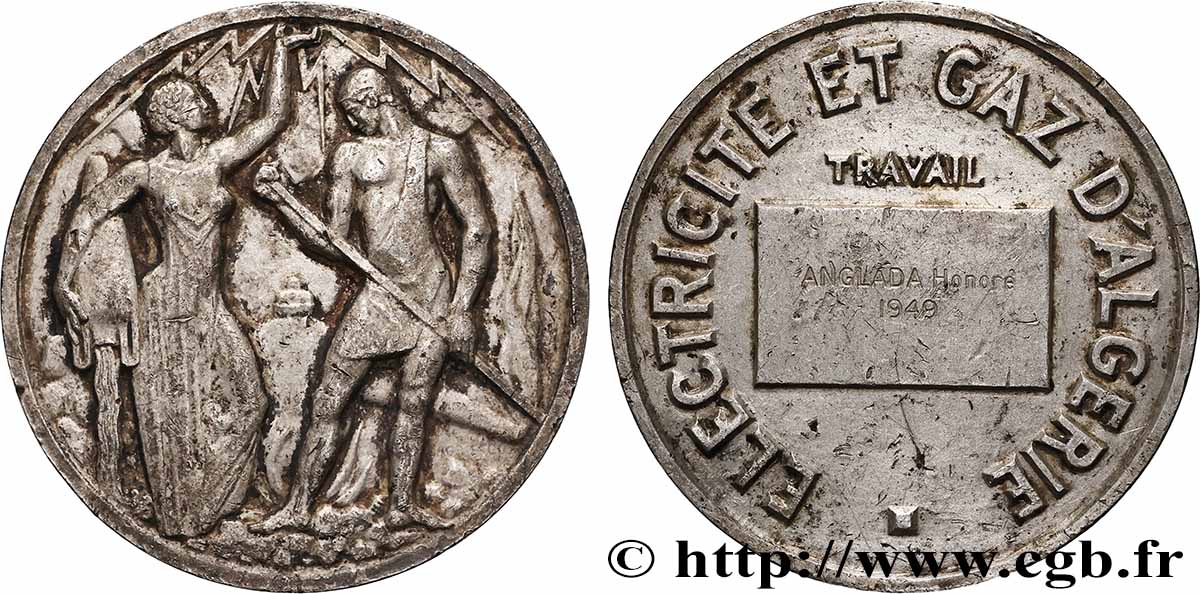 ALGERIA - FOURTH REPUBLIC Médaille, Électricité et gaz d’Algérie XF