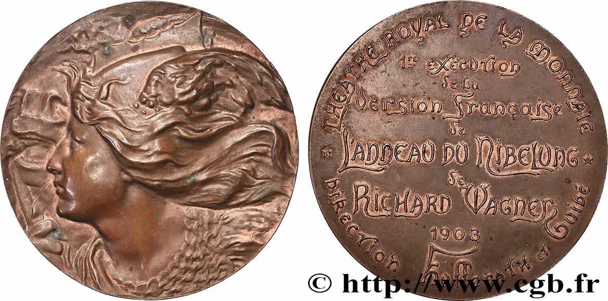 BELGIQUE - ROYAUME DE BELGIQUE - LÉOPOLD II Médaille, Première représentation en français de L Anneau du Nibelung à la Monnaie q.SPL