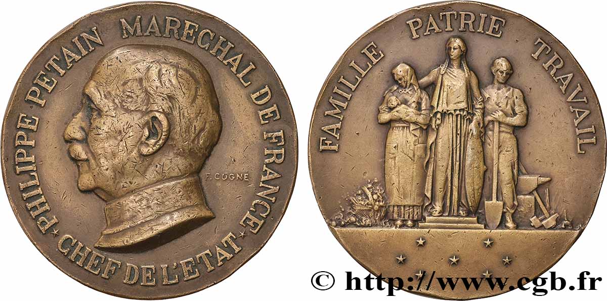 ETAT FRANÇAIS Médaille, Offerte par le Maréchal Pétain XF
