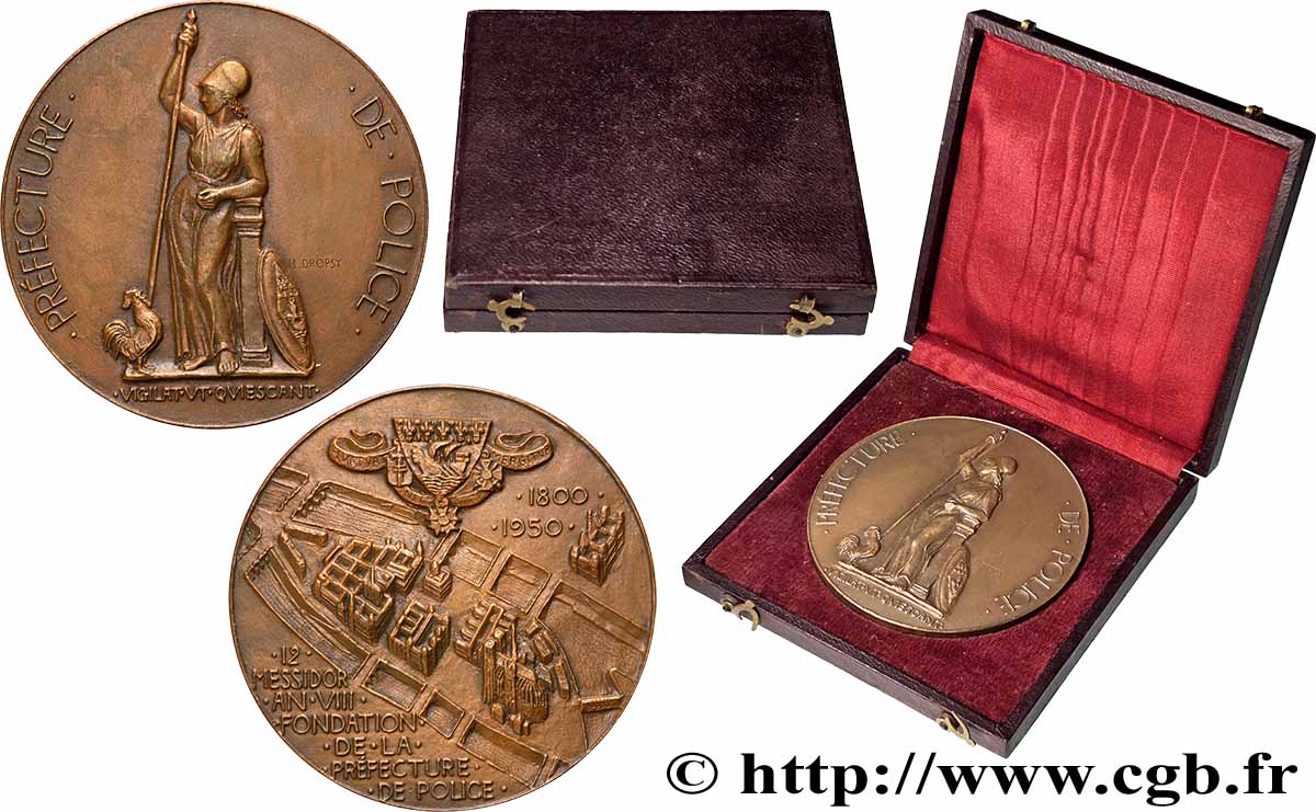 IV REPUBLIC Médaille, Préfecture de police, 150e anniversaire AU