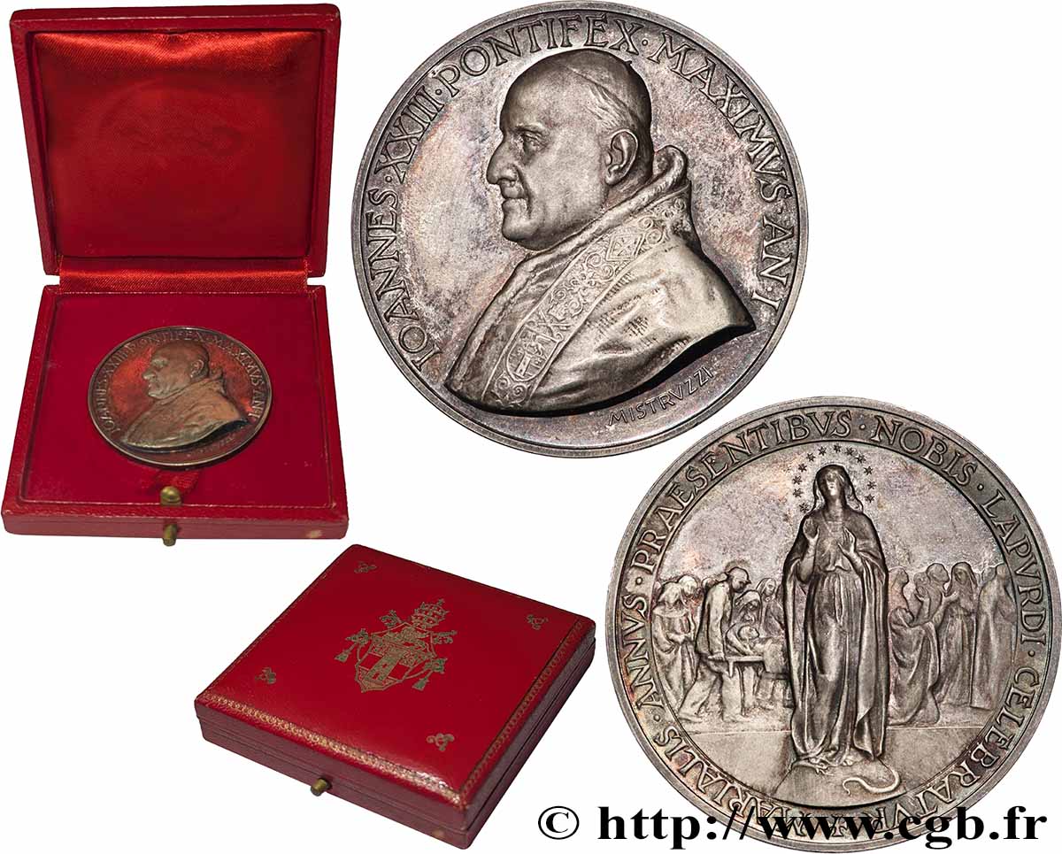 ITALY - PAPAL STATES - JOHN XXIII (Angelo Giuseppe Roncalli) Médaille, Pélerinage de Lourdes AU